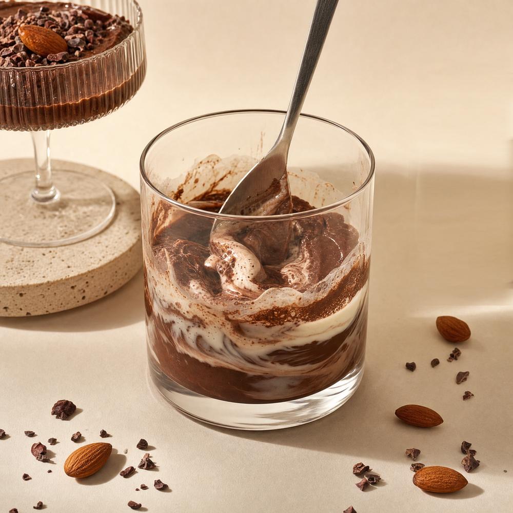 Stirring milk into chocolate