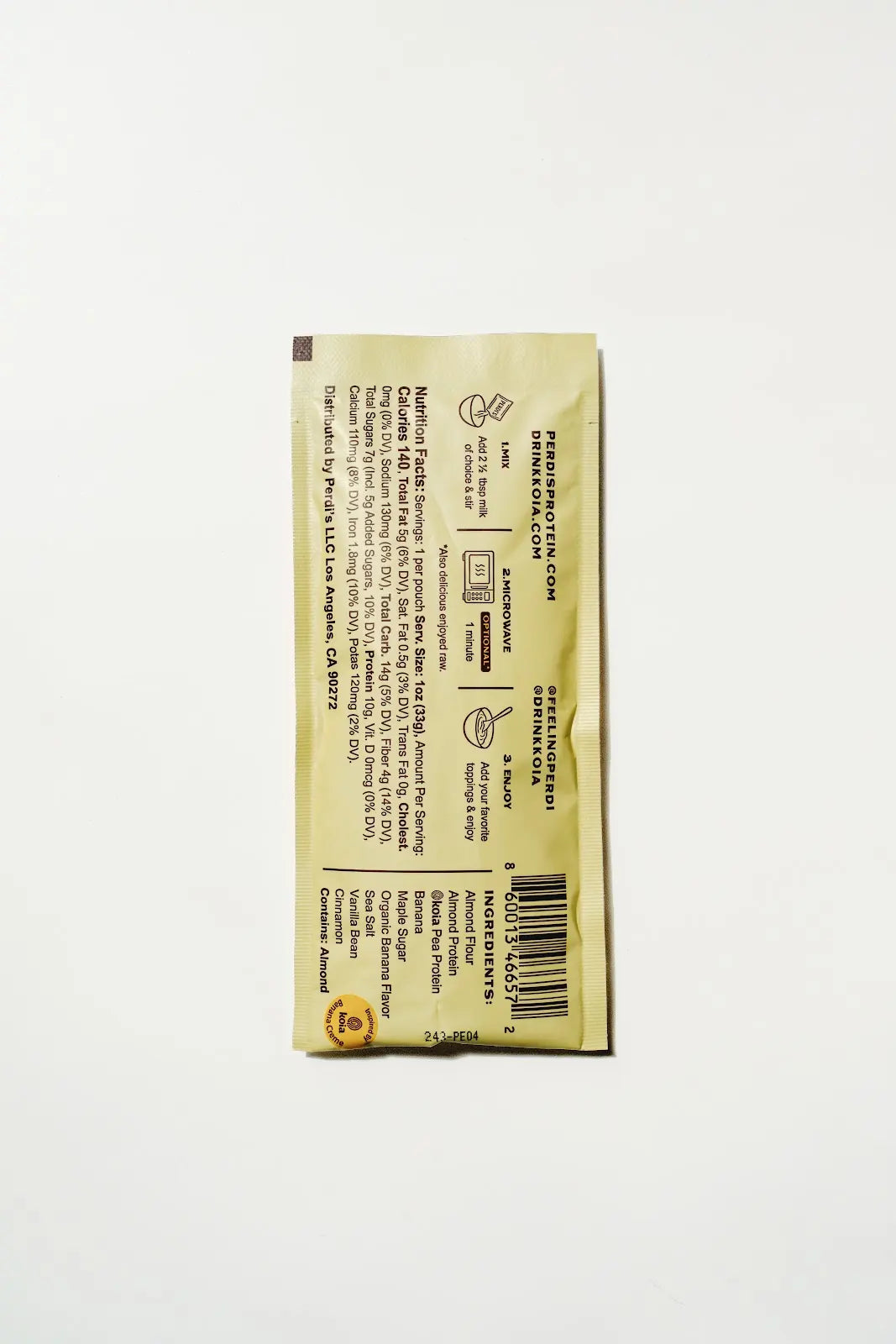 Banana Bread packet ingredients, nutrition and preparation